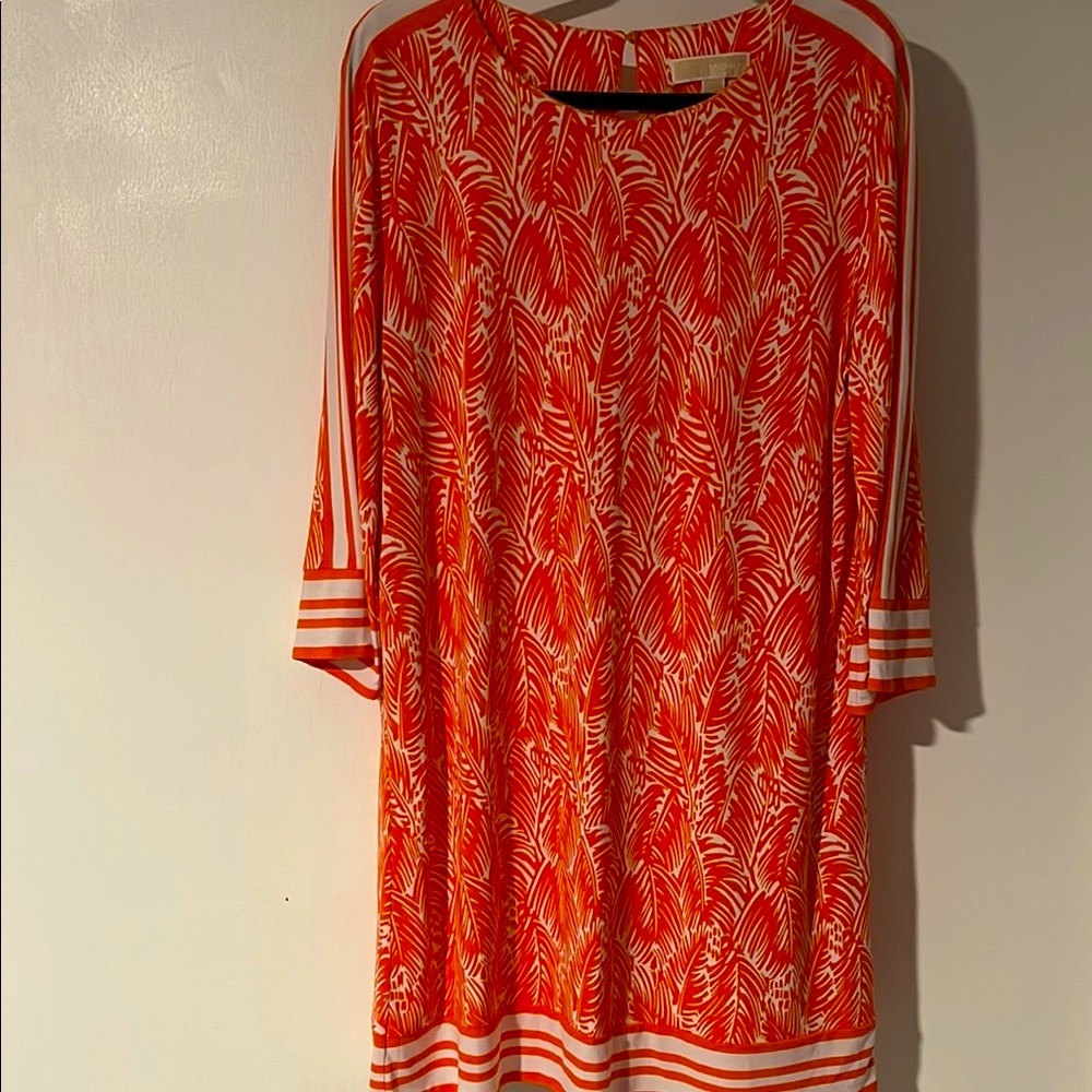 Michael Kors Orange and White Patterned Dress